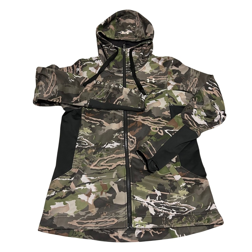 Under Armour Full Zip‎ Hoodie Womens Small Camo Threadborne Hunting Jacket - Picture 2 of 11
